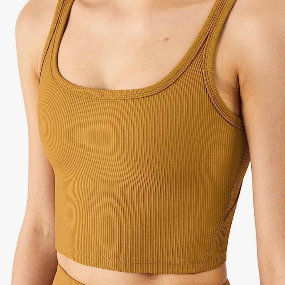 Aerie offline mustard ribbed cropped tank top